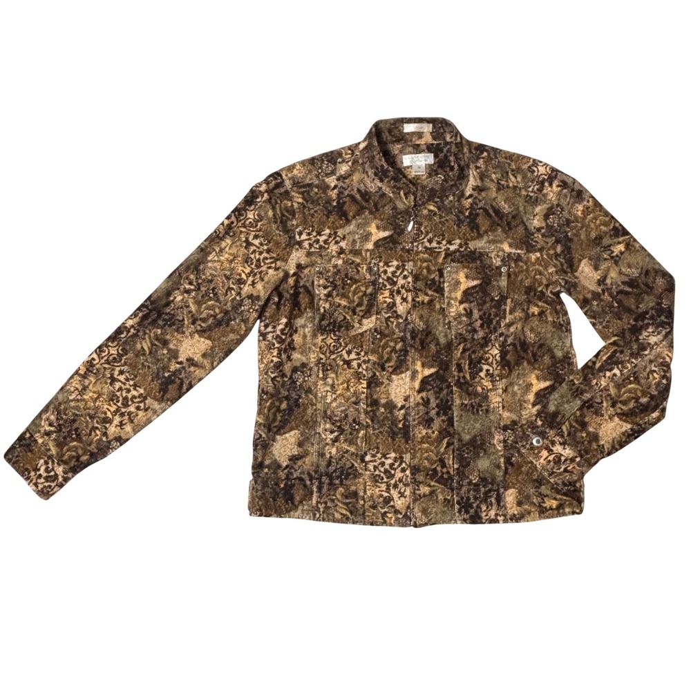 Christopher Banks floral scroll velvet corduroy short Boho jacket shacket‎ sz M